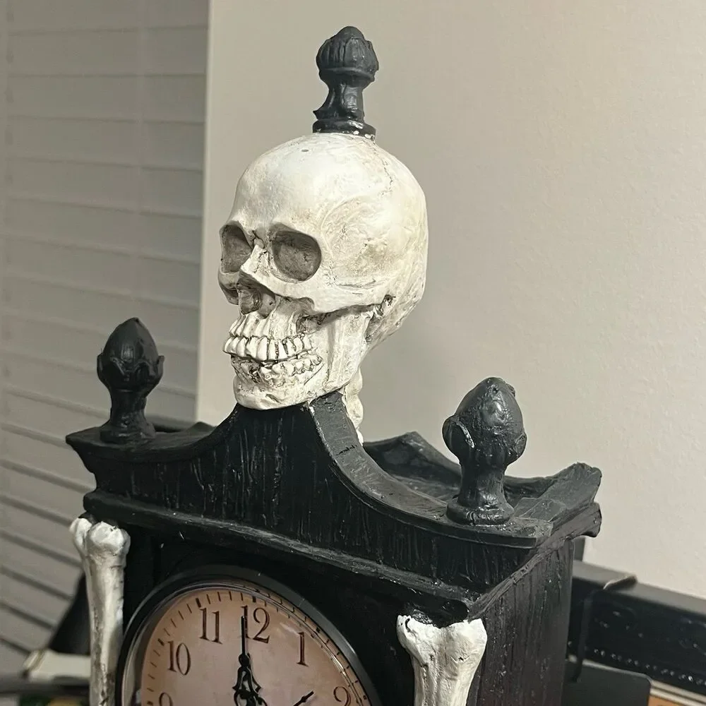 Martha Stewart Halloween Grandinroad Dupe Skeleton Skull Clock Tower Decor